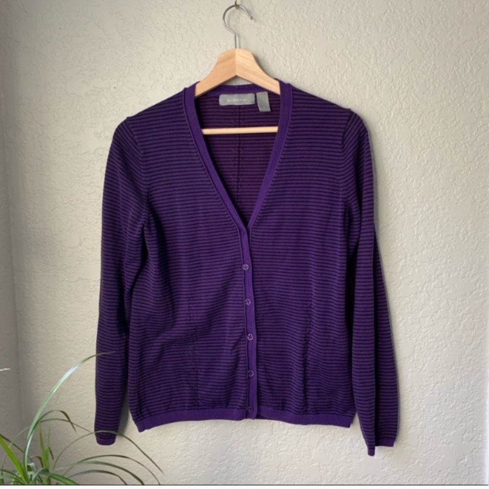 Vintage Liz Claiborne Stripped V Neck Cardi Medium
